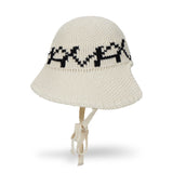 VA Digital Logo Cozy Knit Bonnet Hat / Cream&Black