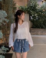 Diwon Banded Waist Denim Shorts