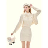 [GirlyFancyClub] Super Cute 3D dog face soft mink fur knit sleeveless high neck cold shoulder tank top