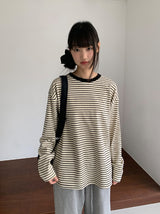 [ユニセックス]ケンッパストライプオーバーラウンドロングスリーブTシャツ