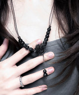 vintage black rose knot necklace