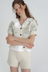 Leaf knit pants_ivory
