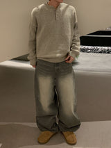 ベーシックオーバーヘンリーネックニット