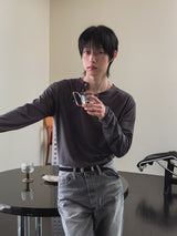 Trav Diagonal Henley Neck Long Sleeve T-shirt