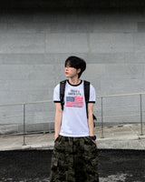 ルーアメリカンフラッグリンガーマッスルTシャツ