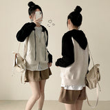 Mirror color matching Nagrang two-way hooded zip-up