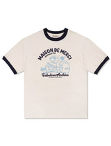 UNISEX オーバーフィットパピーサーフィンリンガーショートスリーブT　ネイビー (FCE2TS401M)