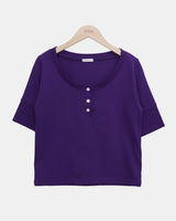 Viet Button Point Color Short Sleeve T-Shirt