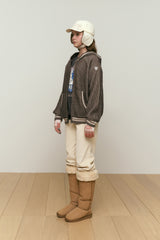 KNIT MIX HOODIE ZIP UP [BEIGE]
