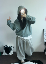 HARDU STRING COTTON BABY TWO PINTUCK BALLOON LONG PANTS 🩶🤎🖤🩷💚6COLOR