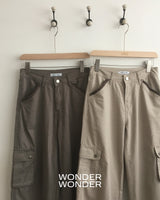 [MADE] Inku Color-block Pocket Cargo Wide Long Pants