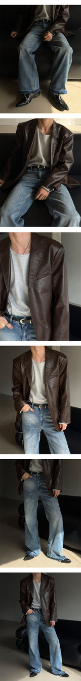 [F/W] Crack overfit leather blazer(2color)