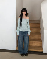 Guen Star Back Buckle Wide-Leg Denim