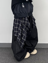 ノンフェイドチェックレイヤードデニムパンツ