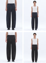 フラップポケットデニムコットンワイドパンツ_Black Denim