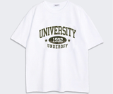 オーバーフィットクルーネックユニバーシティカーモ半袖Tシャツ ホワイトカーキ