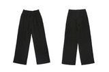 Black loose straight-leg suit pants with a drape effect