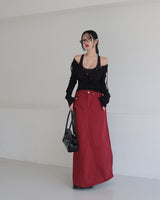 4 color cotton maxi long skirt