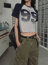 99 Raglan Cropped Knitwear Short-Sleeved