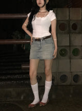 Rose Frill Strap Tee