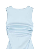 DOZI - Sleeveless Pinched Long Dress _ SKY BLUE