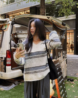 Hanin ストライプウールニットウェア