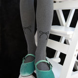 ribbon point gray tights