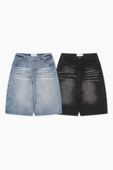 Mer Washed Denim Bermuda Pants