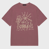 キャストドリームズノーウォーリーズピグメントハーフスリーブTシャツ コーラルピンク