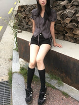 flat studded shorts