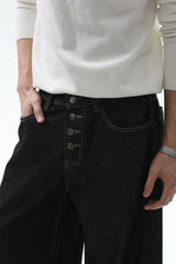 Vintage Button Fly Washed Jeans