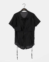 [2 sets!] Mollen see-through bustier bra top set short-sleeved shirt