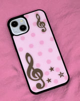 [made] Dot treble clef pink phone case (glass bumper)