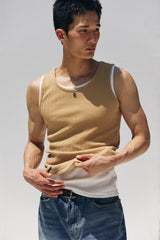 High ribbed logo sleeveless(Mustard)