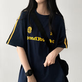 ハーディーレタリングラインジャージーショートスリーブtシャツ