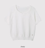 #チューリップラグラン半袖Vネックニット（4color）