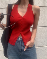 Bit halter button sleeveless