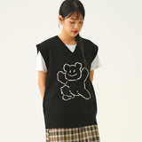 [UNISEX] ビッグラインベアースマイルニットベスト
