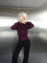 Asymmetric Shirring Zip-Up