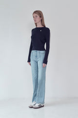 KIRSH PLAIN SEMI FLARE DENIM PANTS [LIGHT BLUE]