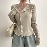 Shade Punching Pattern Snap Eyelet Cardigan