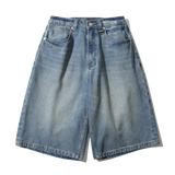 スラップ デニム アートワーク バミューダパンツ(Light Blue)
