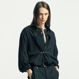 ラップピンドレープシャツ black