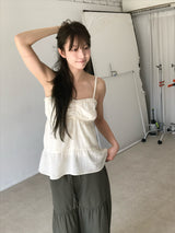 Boho Shirring Sleeveless (Ivory)