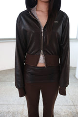 [ID] Layered Leather Bootcut Pants (Brown)