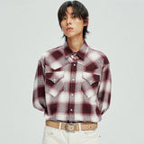 flannel plaid western shirt burgundy