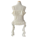 Lace Frill Two-Way Built-In Bra Sleeveless Top