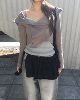 String wide denim pants