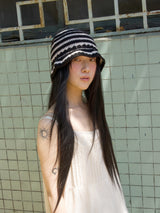 Stripe Cotton beanie-Black