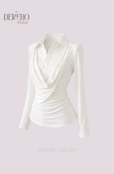 Lily Shirring Shirt Long Sleeve Top
